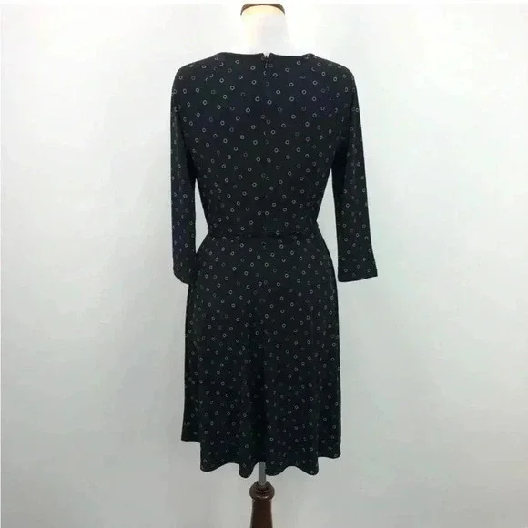 Ann Taylor black with  white and tan circle print dress sz 4 - Picture 3 of 9